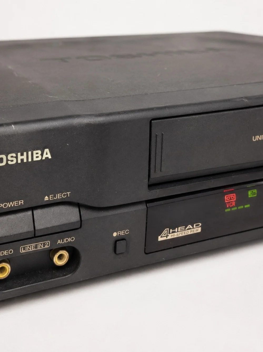 Toshiba Black VHS VCR Player with Green LED Indicators